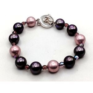 Carolee Designer Heavy Pink and Purple Faux Pearls Vintage Bracelet